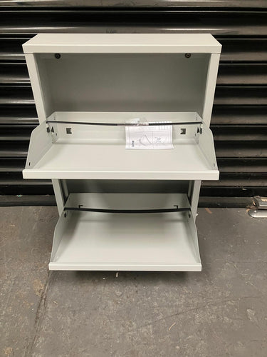 REFURBISHED Olympos 2-Drawer Modern Slim Metal Shoe Cabinet GREY OR WHITE