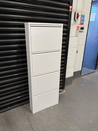 Atahome Troy 4-Drawer Modern Slim Metal Shoe Cabinet-Refurbished WHITE