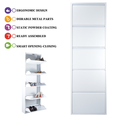 Lydia 5-Drawer Metal Shoe Cabinet