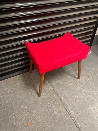 Refurbished Cream & Red Petunia Dressing Table Stool Vanity Stool
